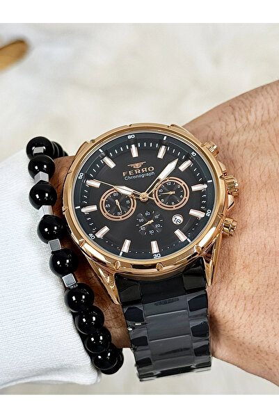 FERRO Siyah Çelik Kordon Erkek Kol Saati FM31291A-R