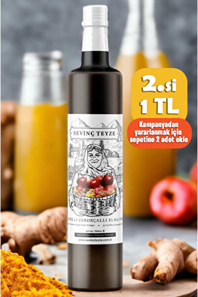 Organik Teyze Sevinç Teyze Doğal Fermantasyon Zerdeçal-zencefil-elma Sirkesi ...