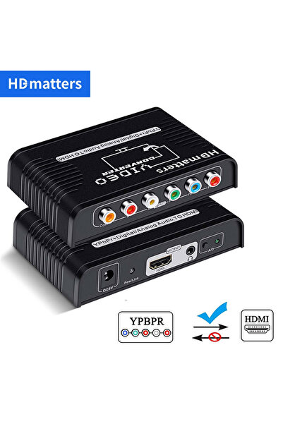 Choice محول مكون إلى HDMI 5 RCA Ypbpr متوافق مع HDMI، محول مكون فيديو إلى HDM...