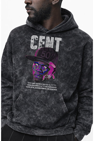 Fuddy Moda Prevelika majica sa kapuljačom i printom 50 Cent, periva, unisex, ...