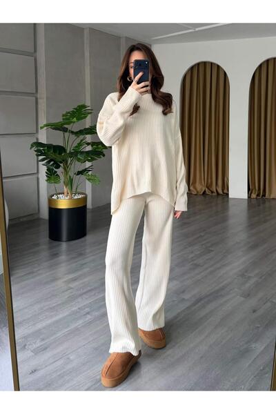 Coral Bisiklet Yaka Fitilli Takım 4004 Krem