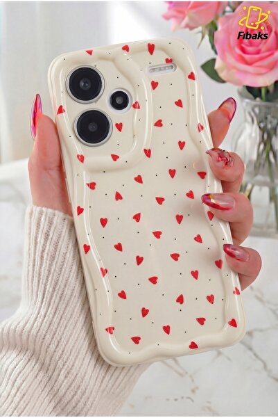 Fibaks Xiaomi Redmi Note 13 Pro Plus Kılıf Kamera Korumalı Dalga Kenarlı Kırm...