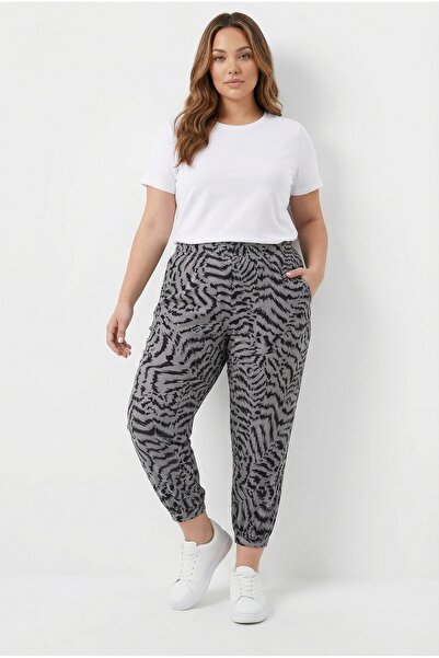 Stil Diva Velké vzorované pytlovité kalhoty s elastickým pasem a kapsami na n...