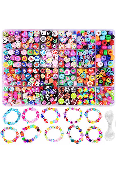 Choice 700PCS 24 Styles Polymer Clay Beads Kit Cute Fun Clay Beads Flower But...