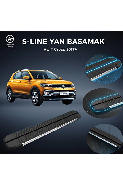 beyaztuning VW T-Cross S-Line Premium Krom Yan Basamak 2017 Sonrası