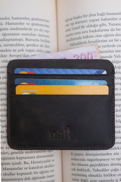 naft Burana 6+1 Set cadou cu suport pentru carduri și portofel din PIELE NATU...