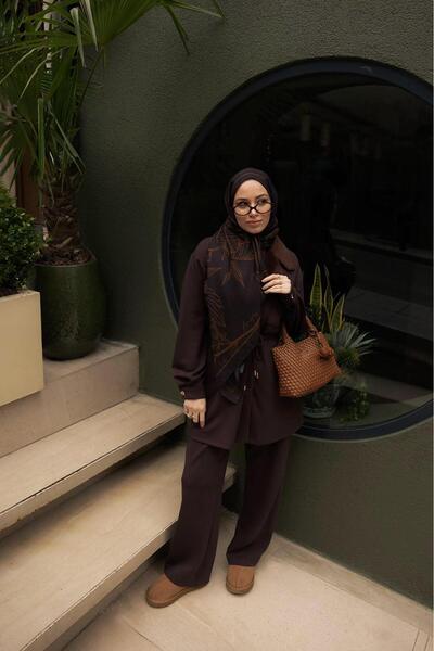 Levidor Brown Double-Breasted Fur Collar Double Suit