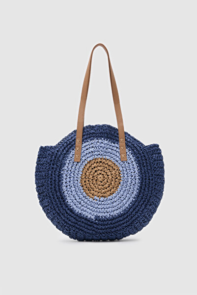 OGGO Hasır Omuz Çantası - Deri Saplı