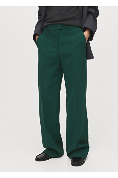 MANGO Woman Düz kesim orta belli pantolon