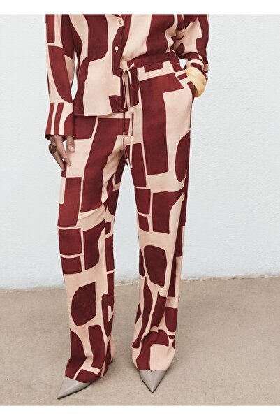 MANGO Woman Geometrik desenli dökümlü pantolon