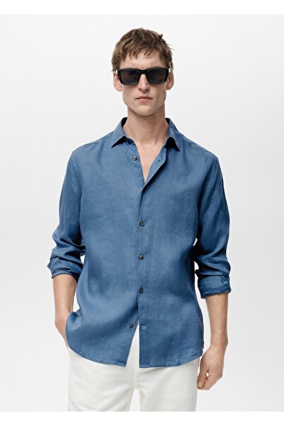 MANGO Man %100 keten gömlek