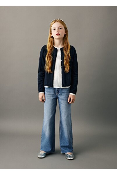 MANGO Kids Yıpranmış paçalı wideleg jean