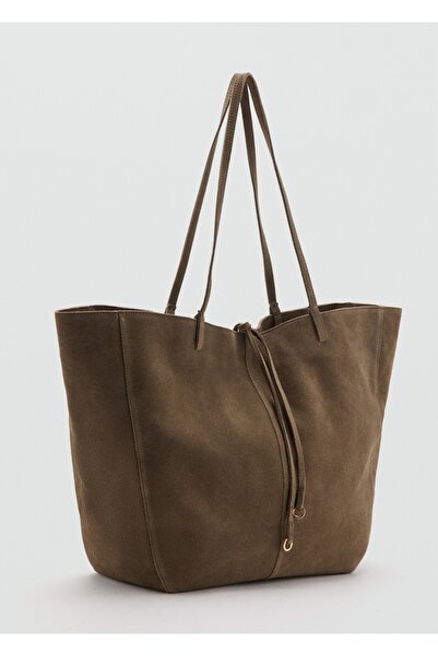 MANGO Woman Süet deri shopper çanta