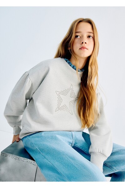 MANGO Kids Strass taşlı yıldızlı lureks sweatshirt
