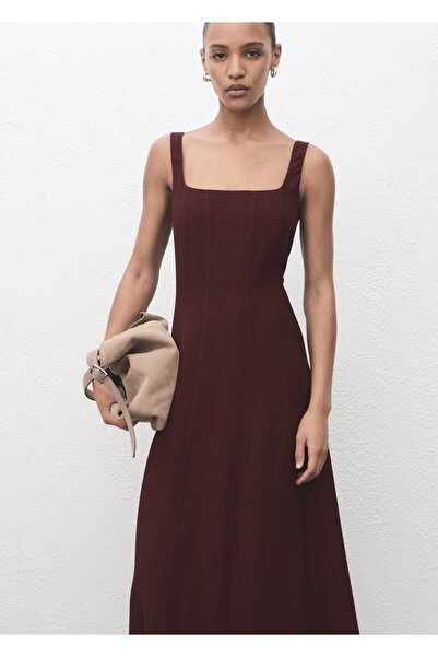 MANGO Woman Dikiş detaylı midi elbise