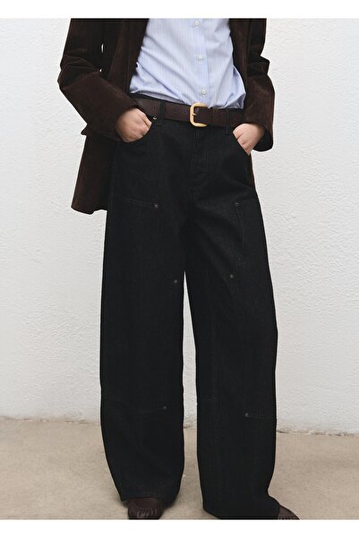 MANGO Woman Barrel yamalı jean pantolon