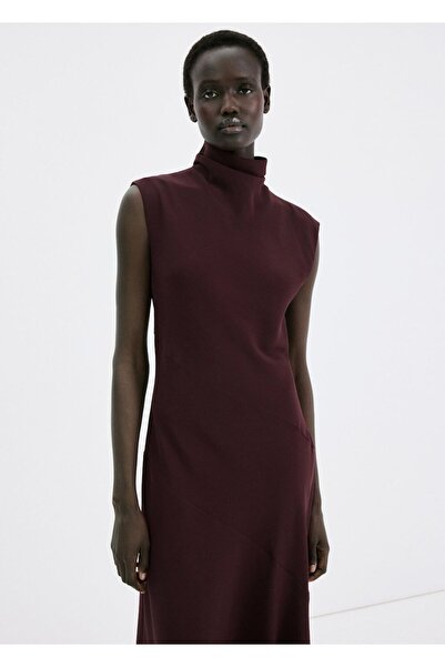 MANGO Woman Drape yaka uzun elbise