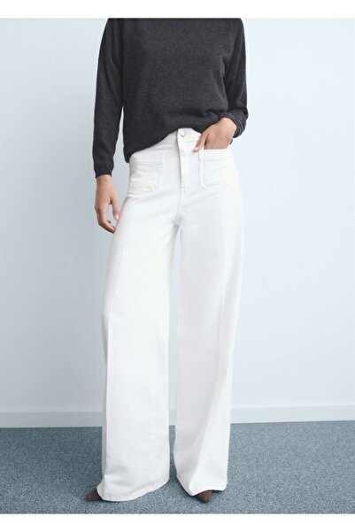 MANGO Woman Düğmeli wideleg jean