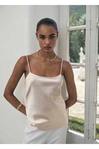 MANGO Woman Saten askılı bluz