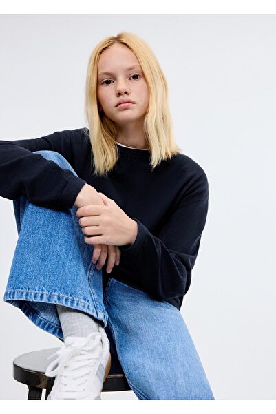 MANGO Kids Dekoratif dikişli koton kazak