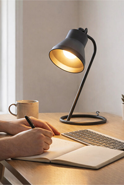 HOMİNG Basic Tasarım Masa Lambası - Siyah Metal Ayd-3031