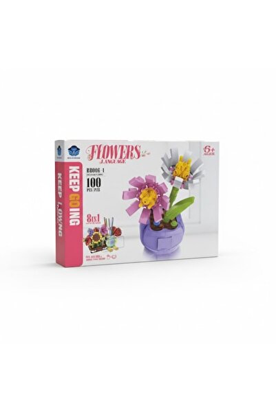 GNR Market Flower Pot Construction Game Set, 100 Pieces, Model Flowers Langua...