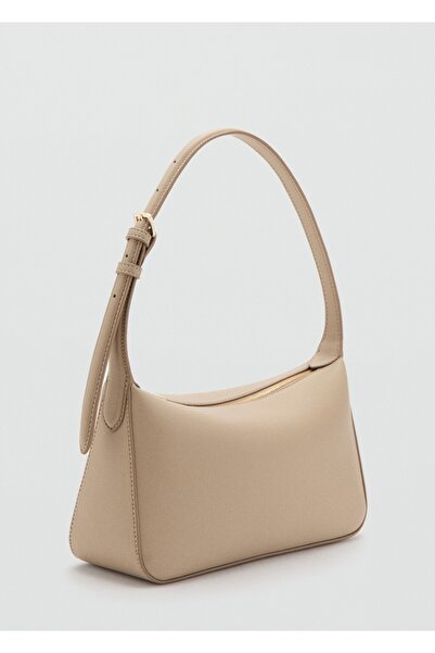 MANGO Woman Deri görünümlü omuz çantası