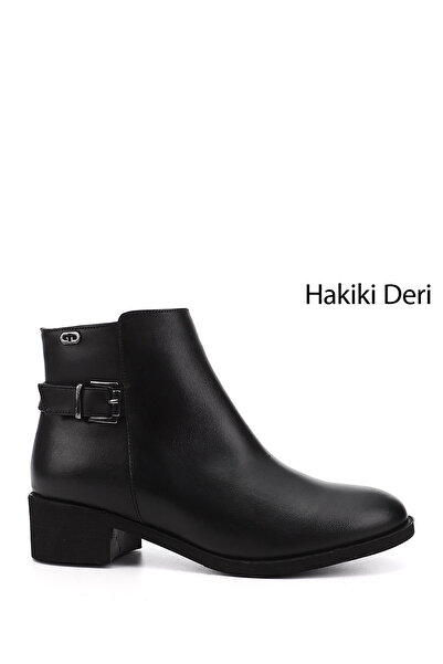 GÖNDERİ(R) Schwarze Damenstiefel/Mädchen aus echtem Leder mit Reißverschluss ...