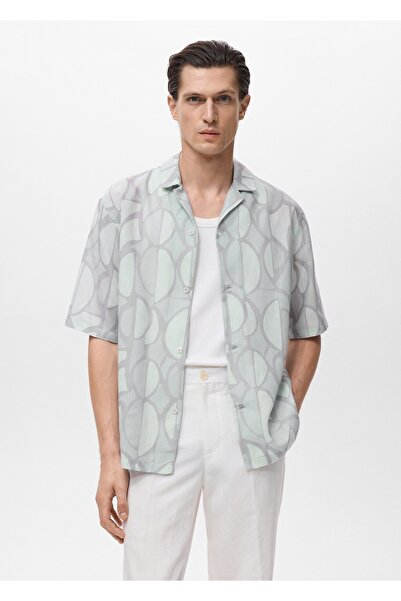 MANGO Man Kısa kollu desenli gömlek