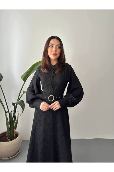 Lady Pixie Μακρύ φόρεμα με λεπτομέρεια με ζώνη και αυτοσχεδιασμένο σχέδιο