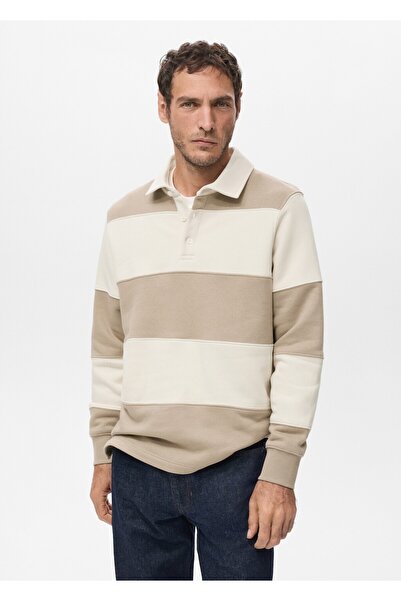 MANGO Man Çizgili polo sweatshirt