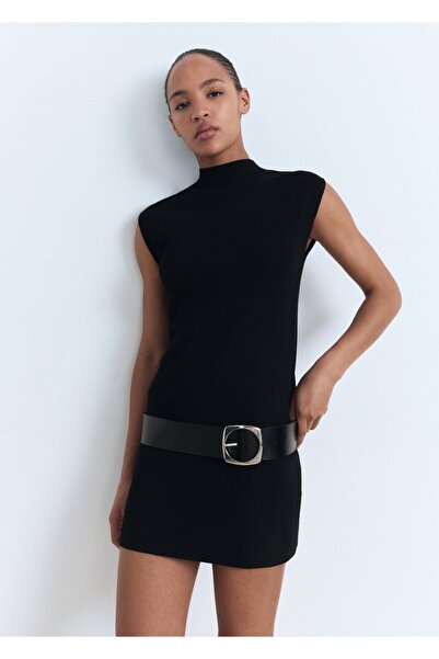 MANGO Woman Perkins yakalı triko elbise