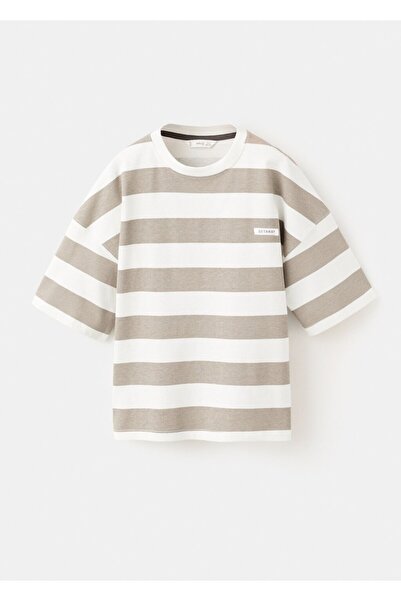 MANGO Kids Pamuklu çizgili tişört