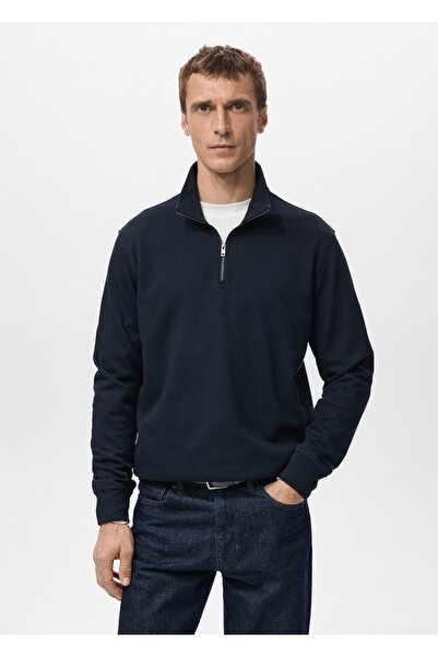 MANGO Man Regular kesim fermuarlı yaka sweatshirt