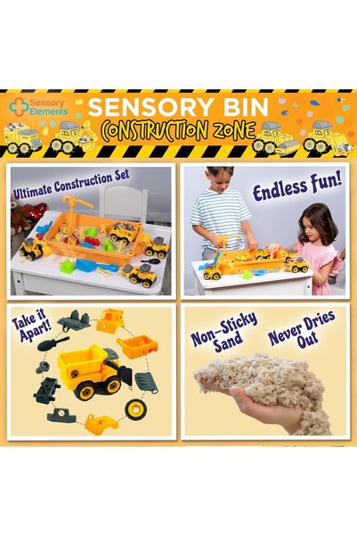 Sensory Elements Cutie Senzoriala – Lumea constructiilor, cu nisip kinetic si accesorii tematice