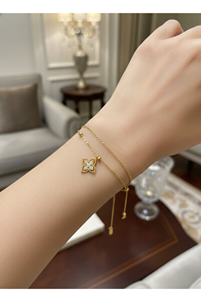 Elmosia Jewelry سوار من الفولاذ على شكل البرسيم |   سوار نسائي قابل للتعديل م...