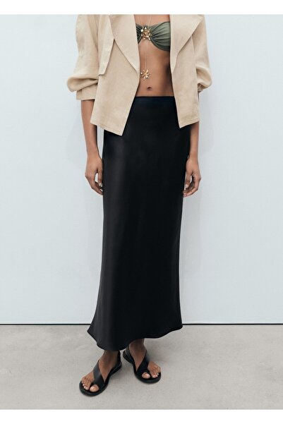 MANGO Woman Uzun saten etek