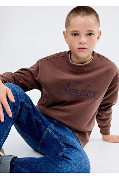 MANGO Kids Бродиран памучен суичър