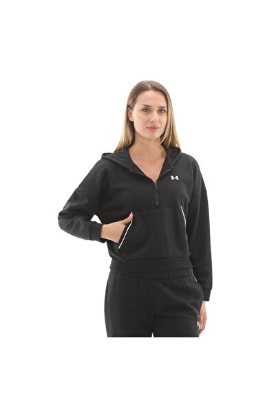 Under Armour A6003707-005 Rival Flc Piped Hz Hoodie Kadın Sweatshirt Siyah