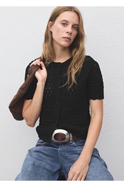 MANGO Woman Kısa kollu kroşe hırka