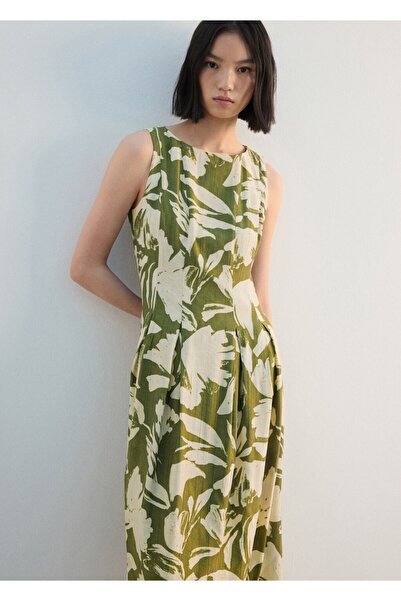 MANGO Woman Çiçek desenli evaze elbise