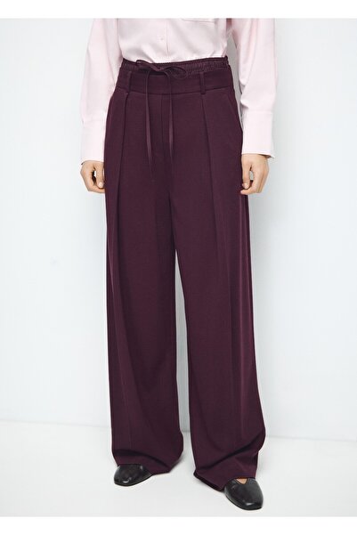 MANGO Woman Çift bel düz kesim pantolon