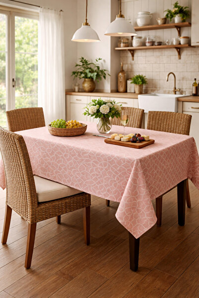 Rona Home مفرش طاولة من القماش عالي الجودة ذو نمط وردي، مفرش طاولة أنيق من ال...
