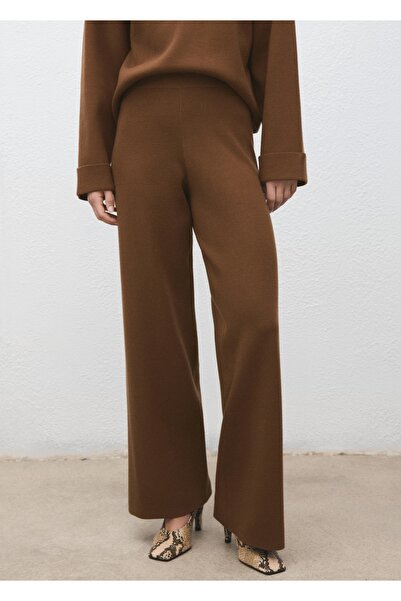 MANGO Woman Pamuklu keten triko pantolon