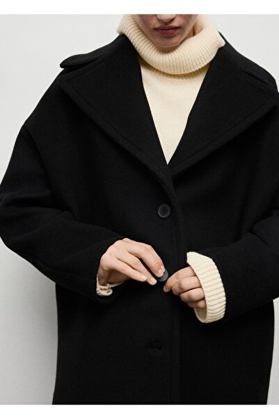 MANGO Woman Oversize yün kısa palto