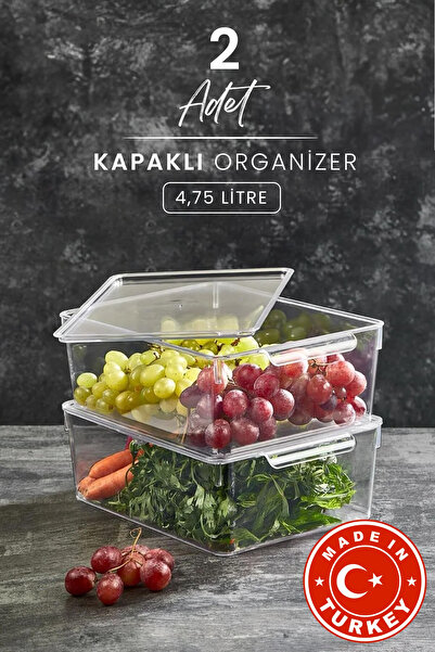 Kitchen Life 2-Piece 4.75-Liter Fridge Organizer Set (Made in Turkey)