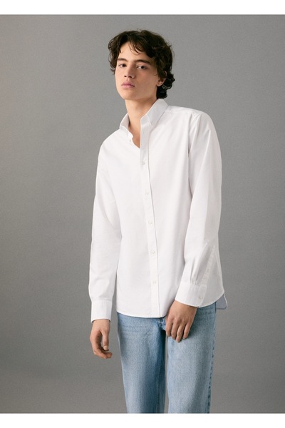 Mango Teen Pamuklu Oxford gömlek