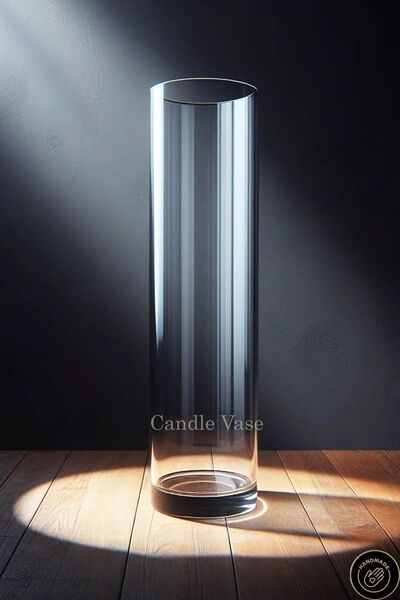 Paşabahçe Vază cilindrică din sticlă 50 cm înălțime 15 cm lățime Fabricată ma...