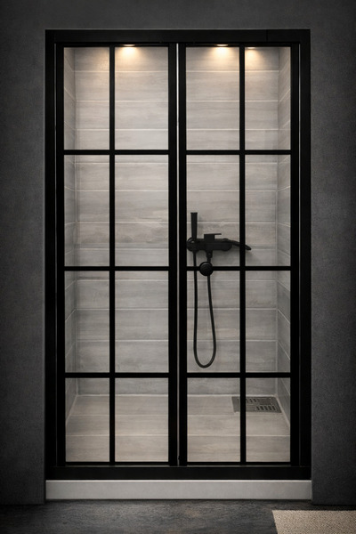 Durul Duşakabin Ön Cephe Katlanır Akordiyon Kapı Siyah Folyo Çizgi Yükseklik ...