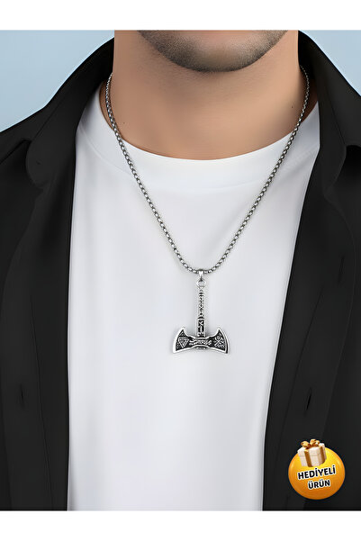 Piercing Market Steel & Silver Aşk Erkek Gümüş Renk Özel Tasarım Balta Figürl...